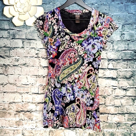 Bisou Bisou | Retro Y2k Punk Goth Floral Double Mesh Streetwear Top - Picture 1 of 9